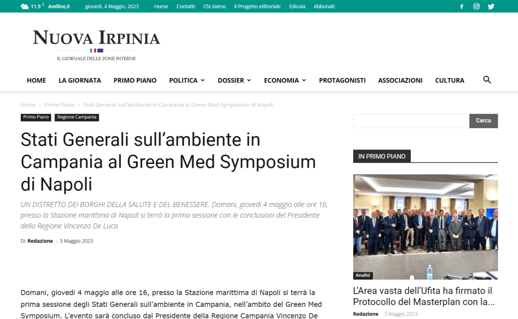 Rassegna Stampa - nuova irpinia - Green Med Expo & Symposium - 2025