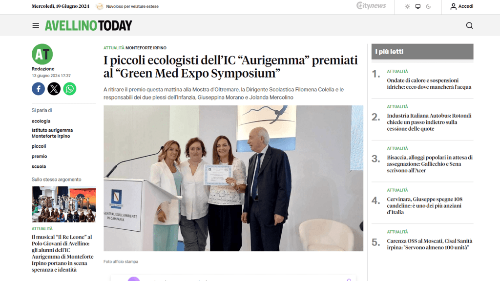 Rassegna Stampa - avellino today 2 - Green Med Expo & Symposium - 2025