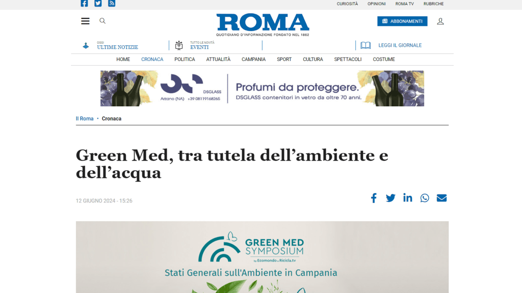 Rassegna Stampa - il roma - Green Med Expo & Symposium - 2025