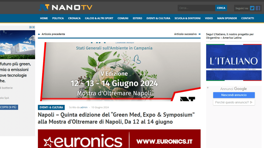 Rassegna Stampa - nano tv - Green Med Expo & Symposium - 2025